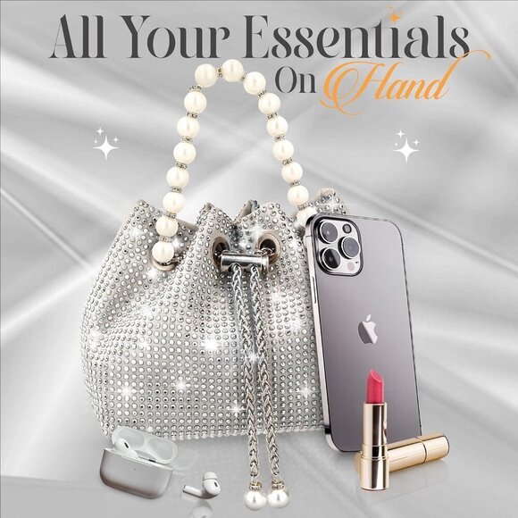 Silver Rhinestone Clutch Purse - Sparkly Silver Crystal Purse - Rhinestone Clutc - Picture 4 of 9